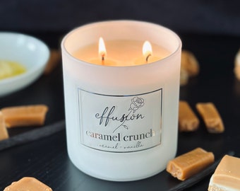 Decadent Caramel Crunch: candela di lusso realizzata a mano con caramello salato, baccello di vaniglia e burro
