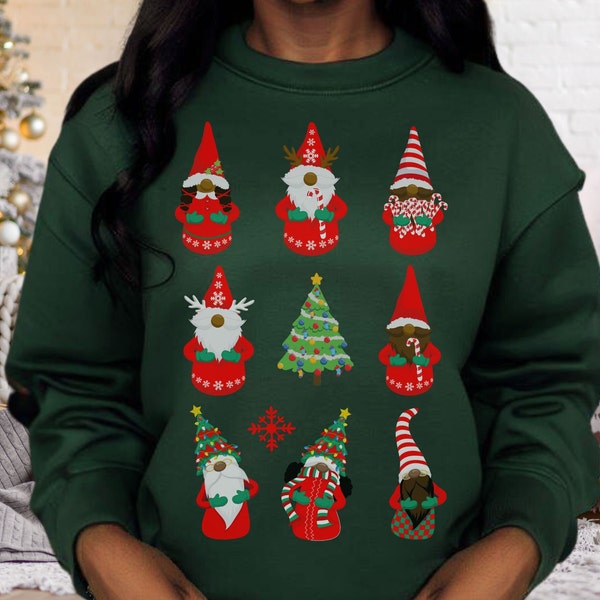 Black Gnomes Sweatshirt, Afro Women Xmas Tshirts, Melanin Christmas Sweater, African American Tops, Afrocentric Holiday, Holiday Crewneck