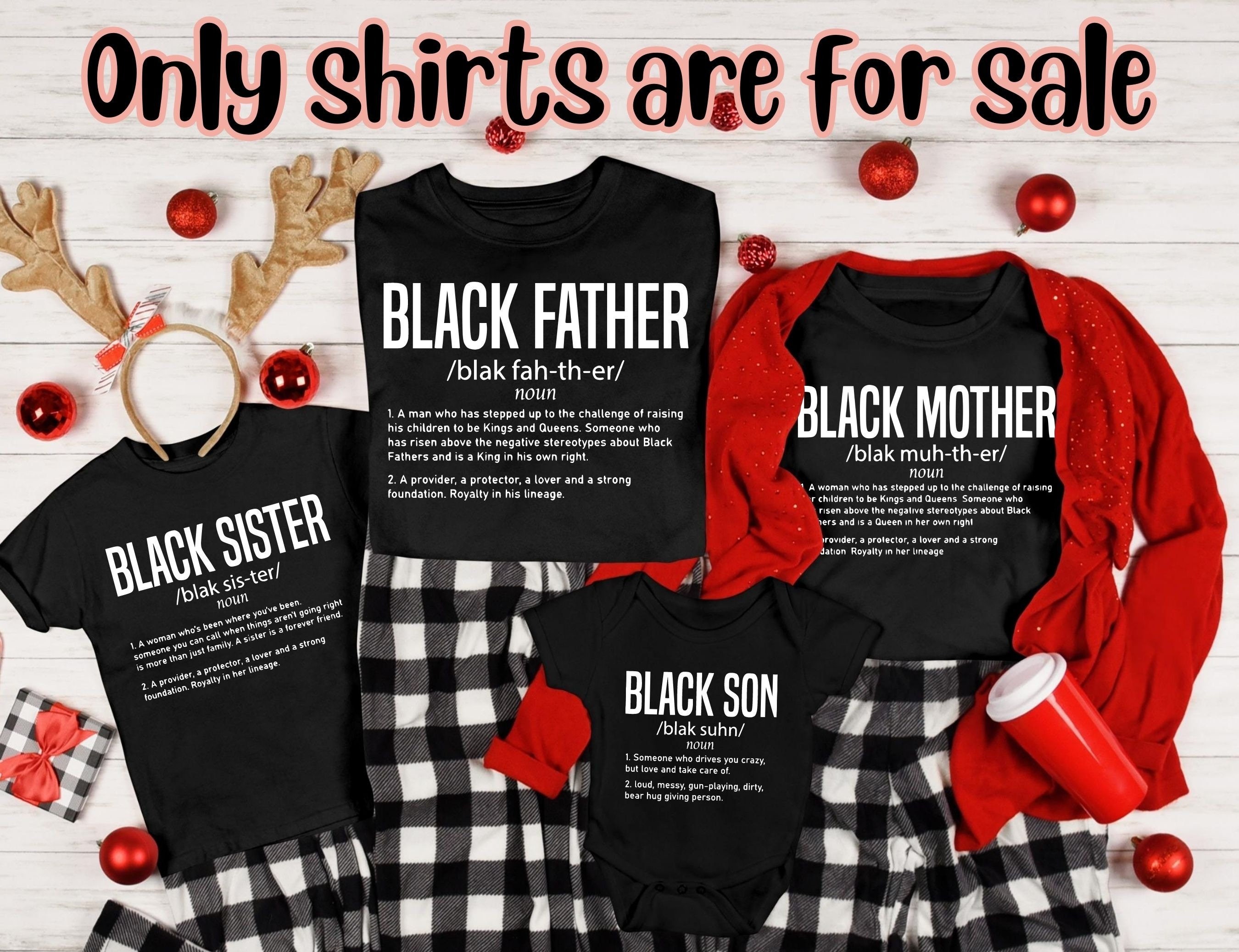 Black Family Definition Christmas Pajamas Shirts, Retro Matching Family