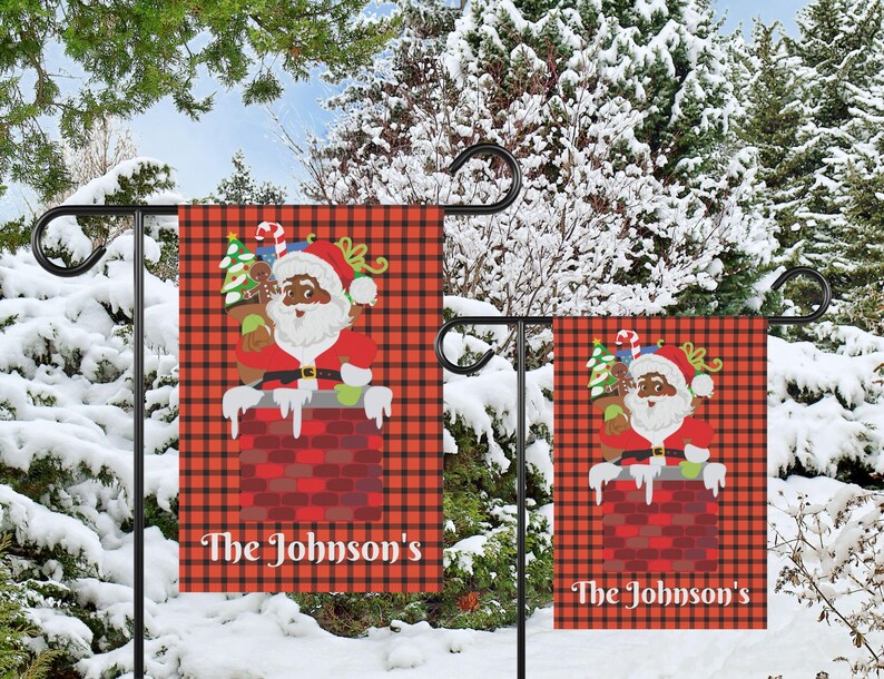 Custom African American Christmas Flag, Black Santa, Holiday