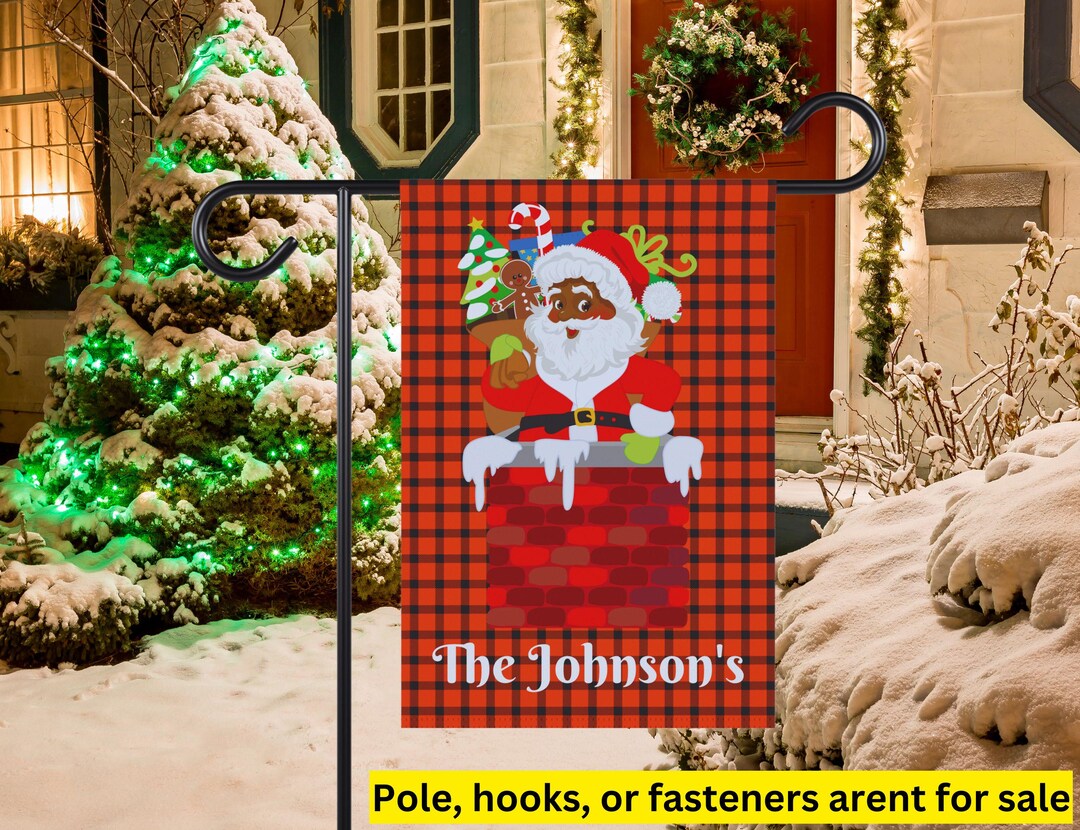 Custom African American Christmas Flag, Black Santa, Holiday