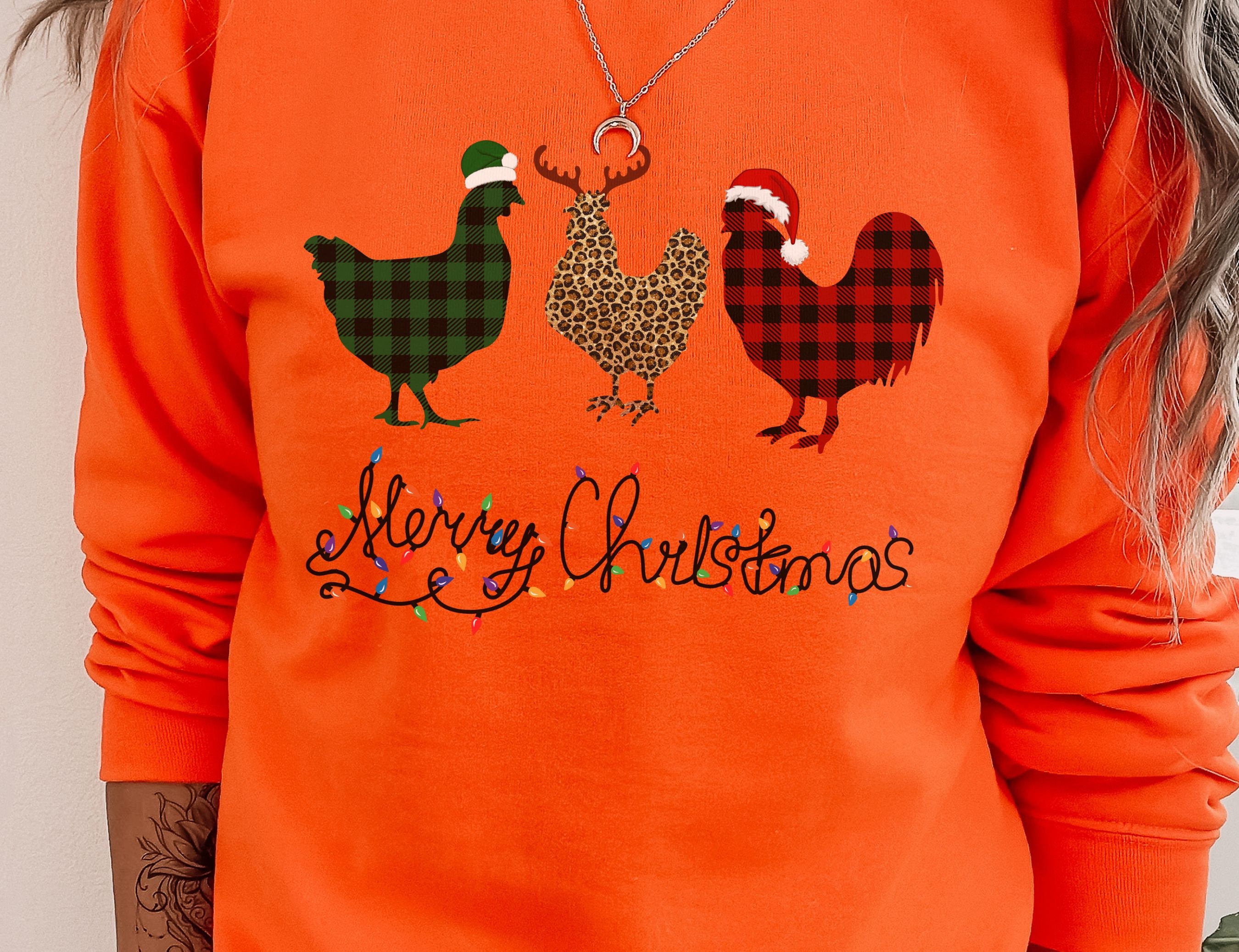 Discover Christmas Chicken Shirt, Buffalo Plaid Sweatshirt Tshirt Tee, Cows Christmas, Winter Holiday Merry Christmas 2022 Shirt, Mom Teacher Gift