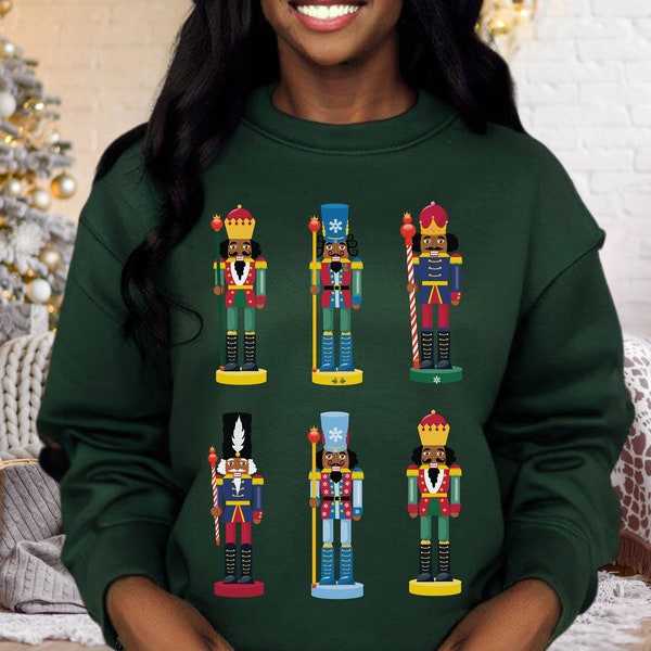 Black Nutcrackers Sweatshirt, Melanin Christmas Sweater, African American Xmas Tshirts, Afrocentric Holiday, Traditional Vintage Gifts, Cozy