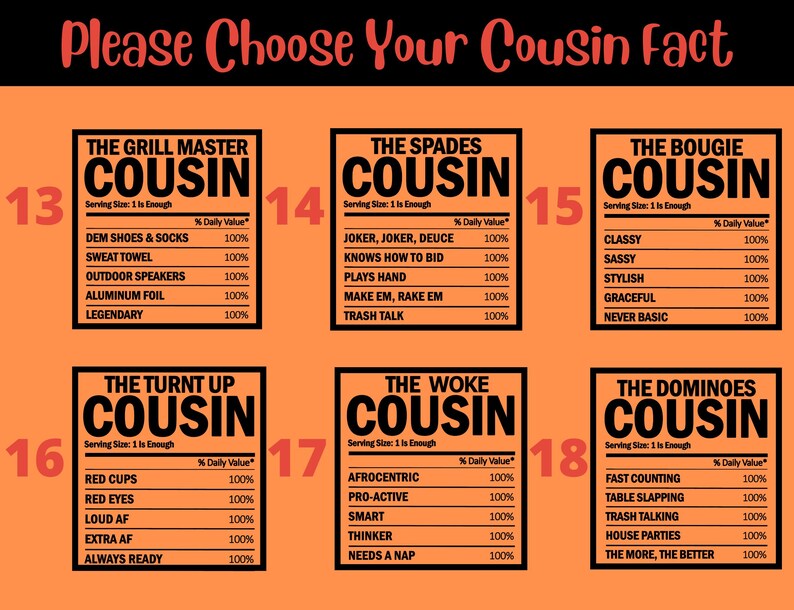 Family Reunion Cousins Nutrition Facts Christmas Shirts, Cousin