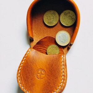 Genuine leather coin purse Coin purse Wallet Gift idea for men and women Made in France Leather goods Pocket image 4