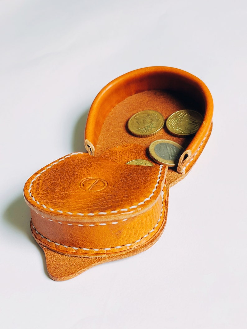 Genuine leather coin purse Coin purse Wallet Gift idea for men and women Made in France Leather goods Pocket image 1