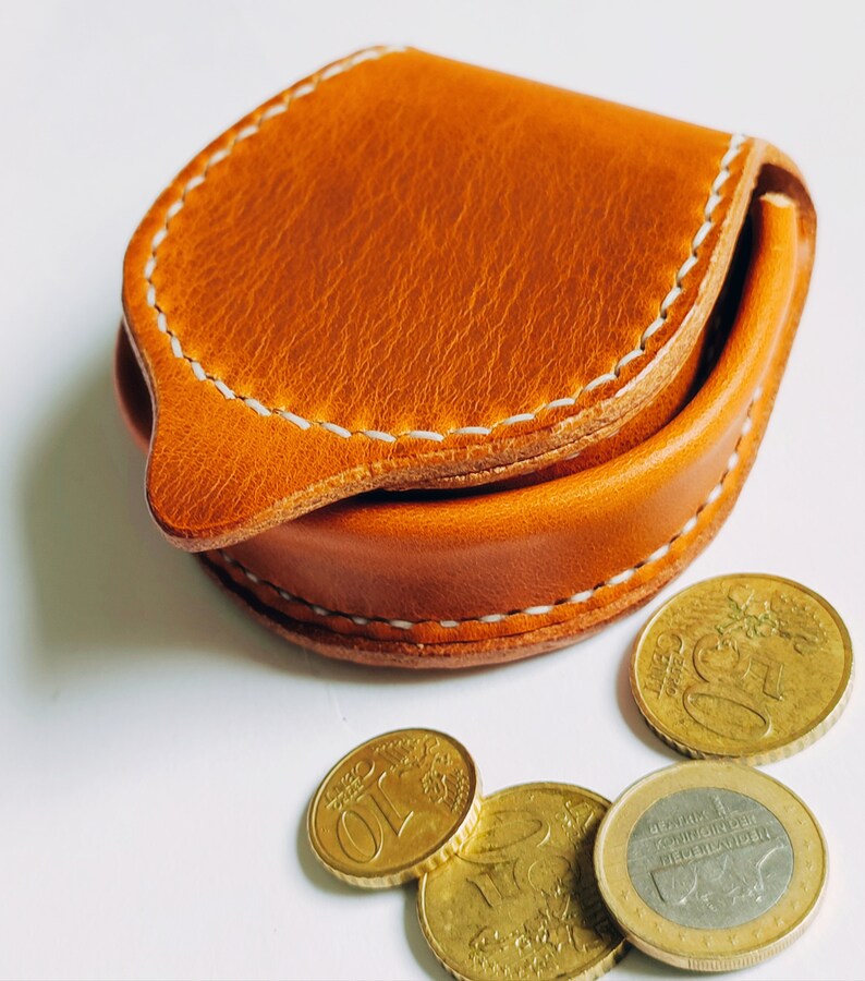 Genuine leather coin purse Coin purse Wallet Gift idea for men and women Made in France Leather goods Pocket image 7