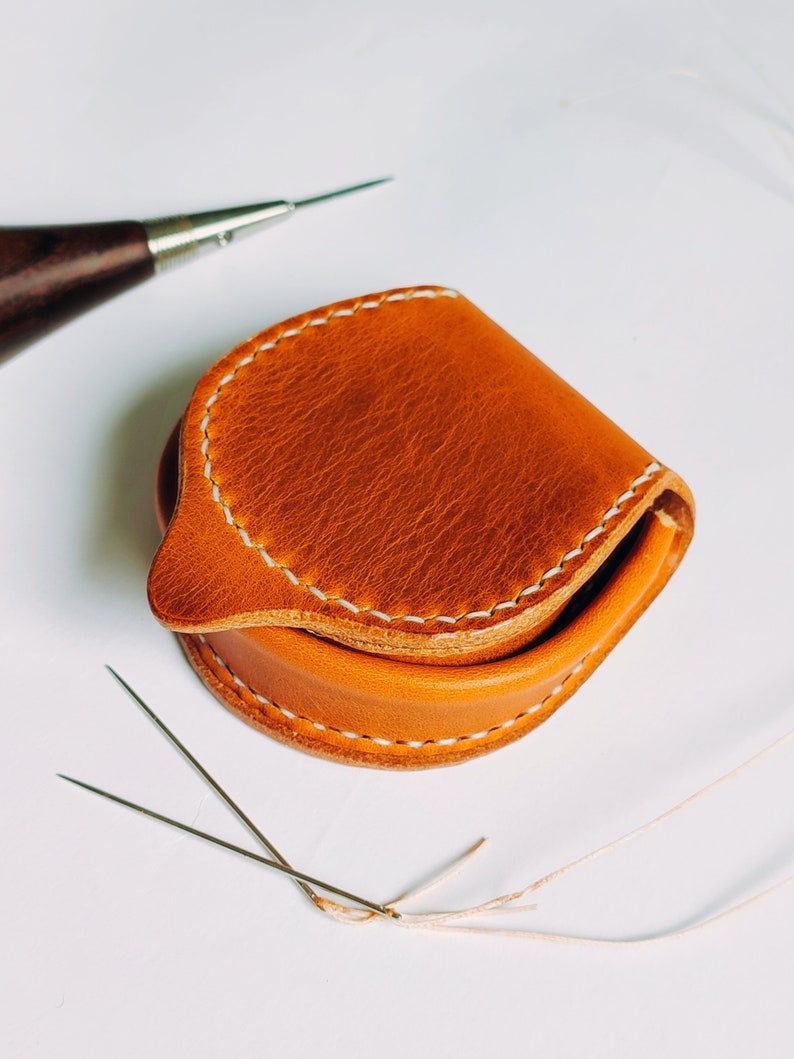 Genuine leather coin purse Coin purse Wallet Gift idea for men and women Made in France Leather goods Pocket image 3