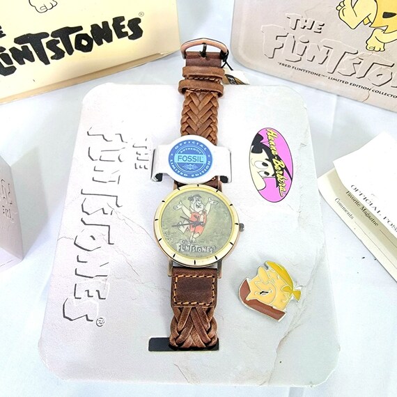 Fossil Vintage 1993 Flintstones Watch Braided Leather… - Gem