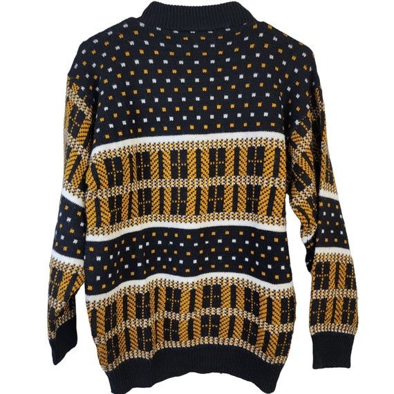 Vintage 70s Geometric Sweater Pullover Knit Shirt… - image 2