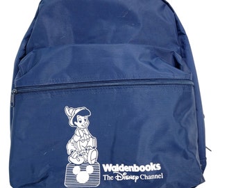 Vintage 80s Disney Backpack Vinyl Pinocchio Bag Blue White  display picture 2