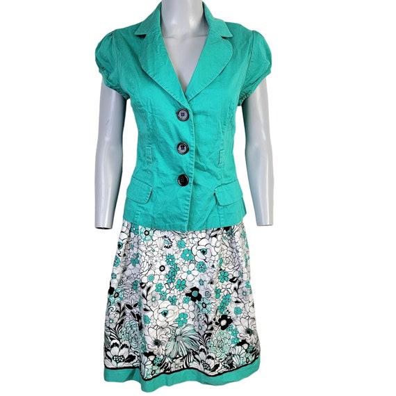 Vintage Y2K 2 Piece Suit Set Colorful Floral A-li… - image 1