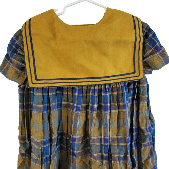 Vintage 60s Plaid Dress Child Girl 5 6 XS A-line … - image 4