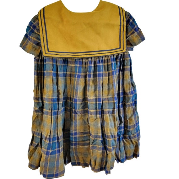 Vintage 60s Plaid Dress Child Girl 5 6 XS A-line … - image 2