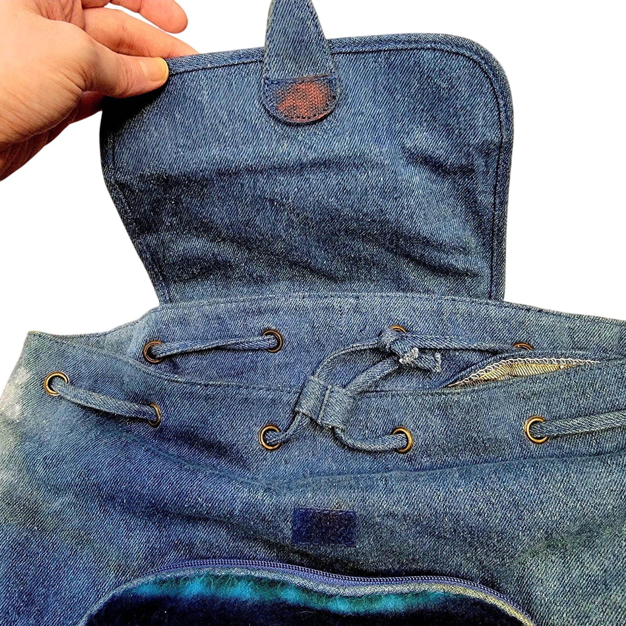 Arizona Jean Co Vintage 90s Denim Backpack Large Bag Purse  display picture 3
