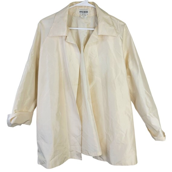 Vintage 90s 100% Silk Jacket Women Medium Cream B… - image 1