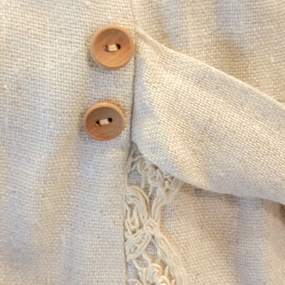 Vintage 60s Linen Mini Sheath Dress Collar Short … - image 10