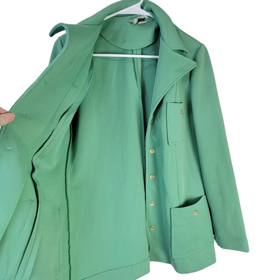 Vintage 70s Suit Set Women 10 Mint Green Blazer J… - image 9
