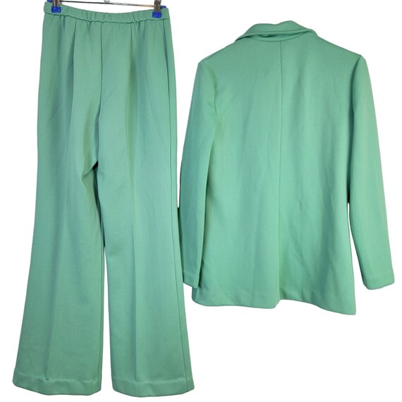 Vintage 70s Suit Set Women 10 Mint Green Blazer J… - image 4