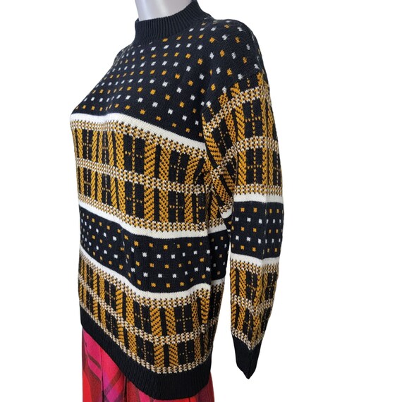 Vintage 70s Geometric Sweater Pullover Knit Shirt… - image 6