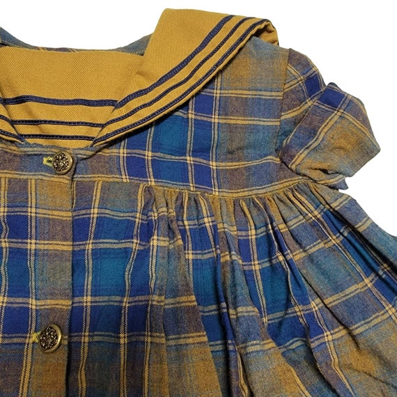 Vintage 60s Plaid Dress Child Girl 5 6 XS A-line … - image 8