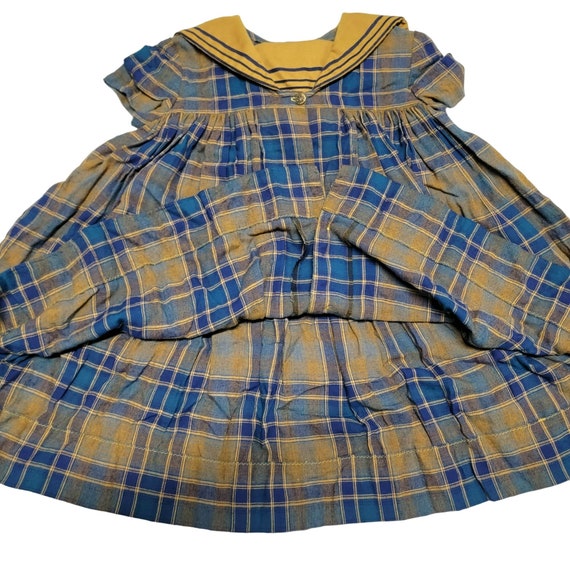 Vintage 60s Plaid Dress Child Girl 5 6 XS A-line … - image 5