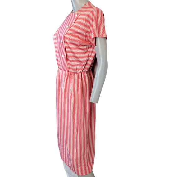 Vintage 50s Retro Stripe Button Dress Short sleev… - image 2