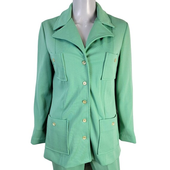 Vintage 70s Suit Set Women 10 Mint Green Blazer J… - image 6