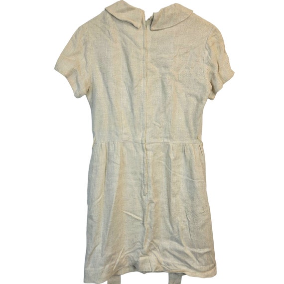 Vintage 60s Linen Mini Sheath Dress Collar Short … - image 6