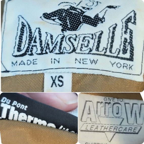 Vintage 80s Damselle Soft Leather Jacket Women XS… - image 3