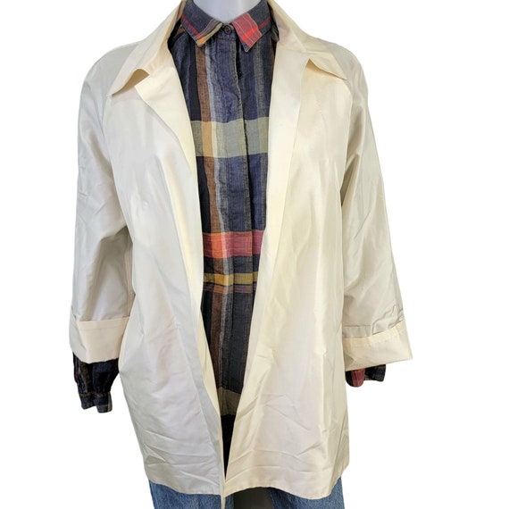 Vintage 90s 100% Silk Jacket Women Medium Cream B… - image 8