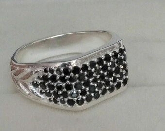 Black Diamond Engagement Men's Ring, 14k White Gold Ring, Wedding Anniversary Men's Band, 1.6 Ct Black Diamond Ring, Latest Diamond Ring
