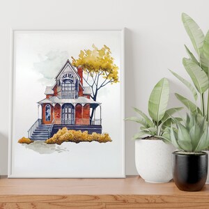 Paper anniversary or housewarming gift. House Sketch, portrait of house: Custom watercolor illustration of your home.