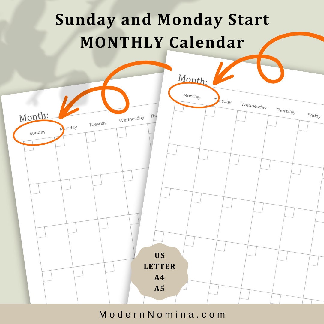 Daily Weekly Monthly Printable Planner Calendar Organize Productivity ...