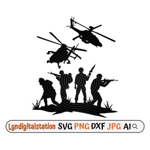 Soldier Scene Svg | Soldier Silhouette Clipart | Military Cut File | Veteran Soldier  Stencil | US Army T-shirt Design | Navy Dxf | Png