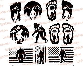 Bigfoot Bundles | Bigfoot Motiv Clipart | Sasquatch Cut File | Wilde Monster Schablone | Big Footprints Shirt Design | 10 Bigfoot Dxf | Png