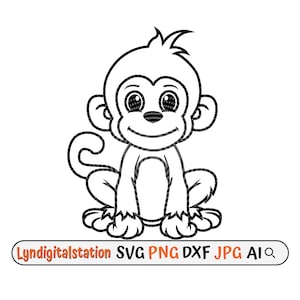 Cute Monkey illustration, Svg File, Digital Downloads, monkey animal svg, wild animal scg
