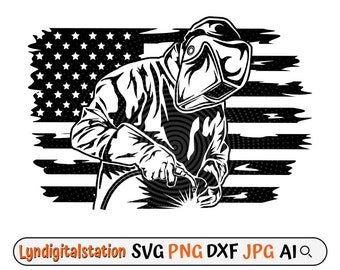 US Welder Svg | Welding Clipart | Iron Repairman Cut File | Welder Dad Gift Idea  Shirt Design | Skilled Work Stencil | Torch Rod Dxf | Png