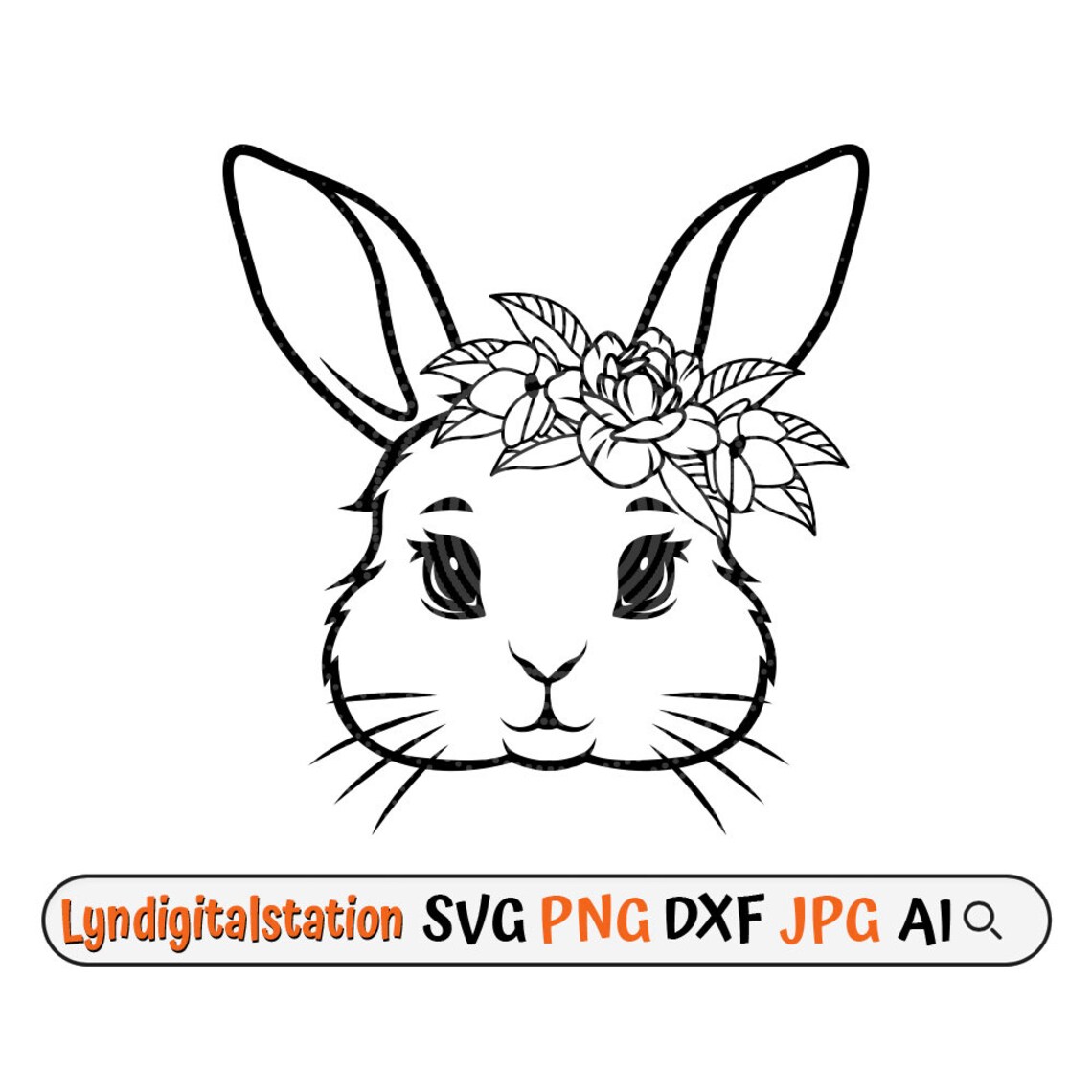 Cute Floral Bunny Svg | Bunny Face Clipart | Cute Rabbit Cut File ...