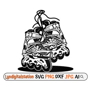 Roller Blades Svg | Roller Skates Clipart | Inline Skates Cut File | Roller Skating Stencil | Skating Sport T-shirt Design | Skate Dxf | Png