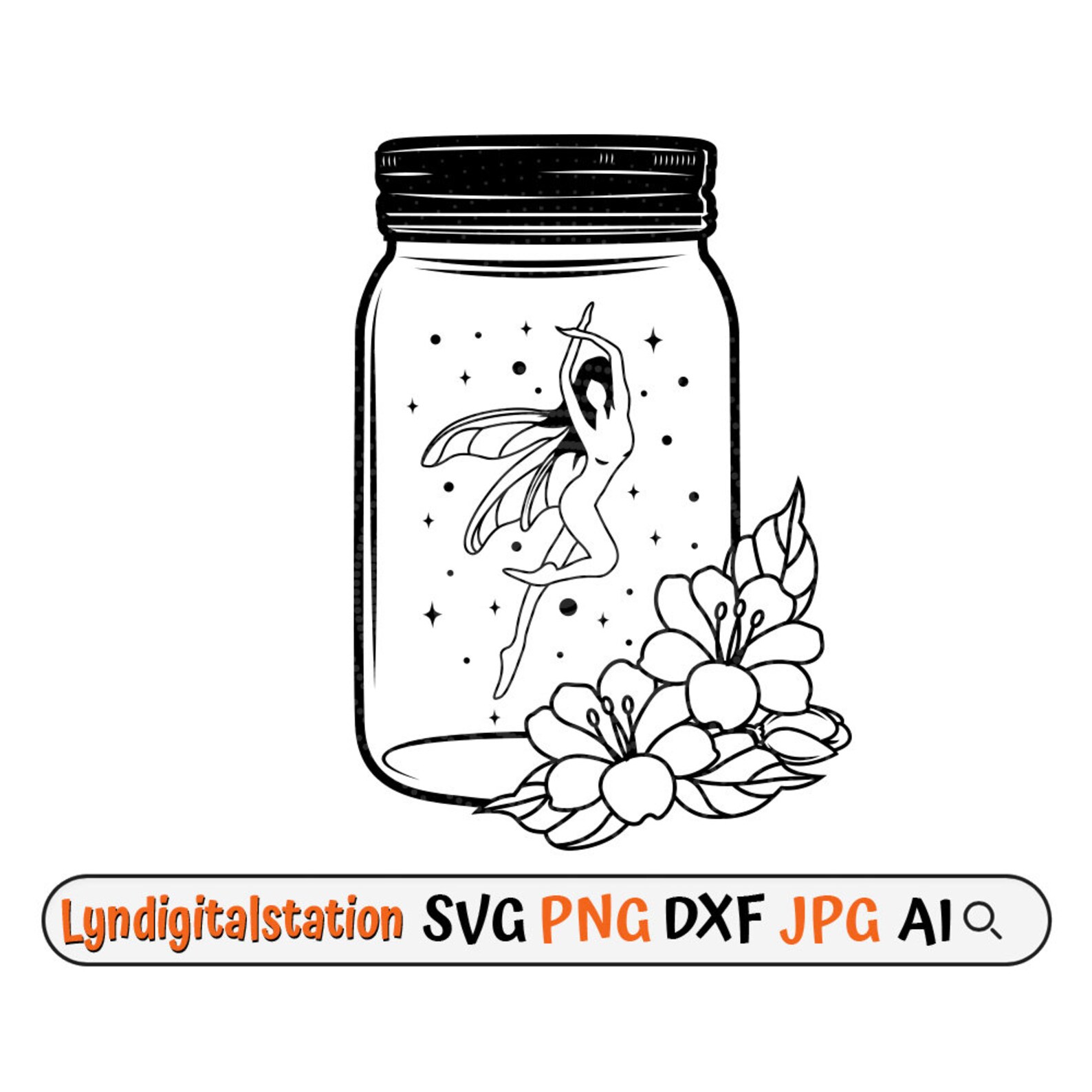 Jar With Fairy Svg Fairy Inside a Jar Clipart Mason Jar Cut File ...