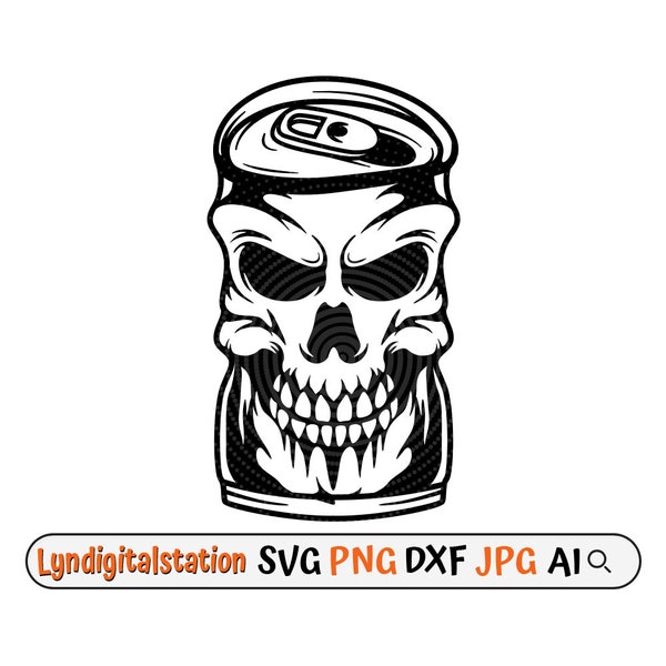 Can Skull Svg | Skull Soda Pop Clipart | Dead Beer Can Cut File | Alcohol Can Drink Stencil | Soda Can Tshirt Design | Skull Drink Dxf | Png