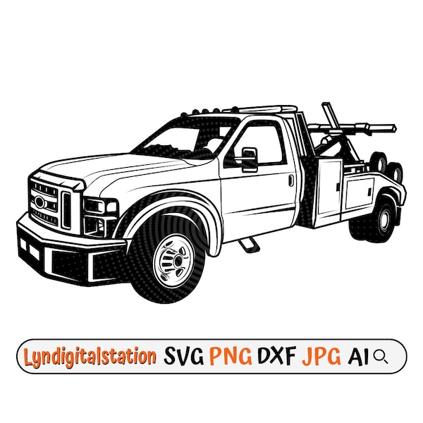 Towing Truck Svg | Towing Service Clipart | Tow Trucker Cut File | Tow Owner T-Shirt Design | Truck Driver Stencil | Towing Crew Dxf | Png