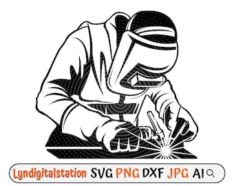 Welder Svg | Welding  Clipart | Welder Dad Cut File | Iron Repair T-Shirt Design | Contractor Stencil |Construction Dxf | Welder Torch Png