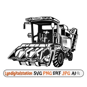 Corn Harvester Svg | Farmer Gift Idea Clipart | Farm Life Cut File | Corn Field Owner Stencil | Corn Lover T-shirt Design |Machine Dxf | Png