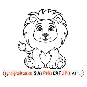 Mignon Lion Animal Illustration Svg, svg de lion, lion Png, clipart de lion, svg animal sauvage mignon, svg mignon de lion, téléchargements numériques