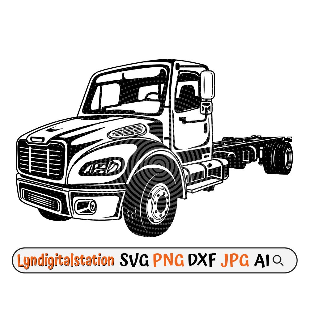 Freightliner Truck Svg Semi Trucks Clipart Flat Bed Semi Etsy Canada