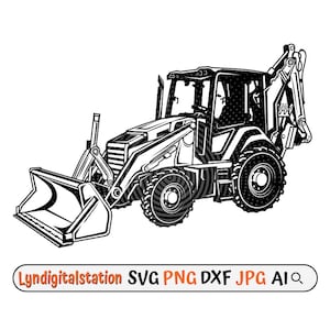 Ładowarka Koparkowa Svg | Clipart Sprzętu | Plik Cięcia Operatora | Szablon Wykwalifikowanego Kierowcy | Projekt Koszulki Budowlanej | Koparka Dxf | Duże Ciężarówki Png