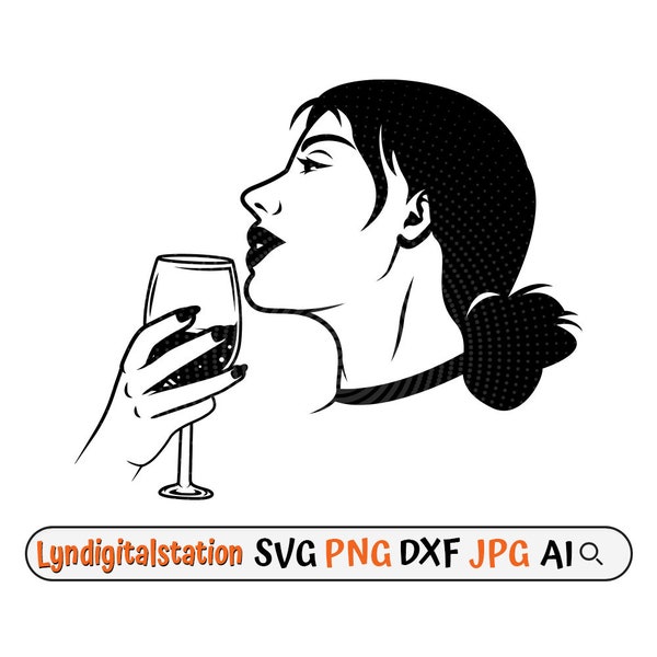 Sexy Woman Drinking Wine Svg | Wine Lover Clipart | Sexy Lady Cut File | Distillery Stencil | Mom Life  Tshirt Design | Glass Wine Dxf | Png