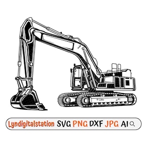 Excavator Svg | Heavy Equipment Clipart | Trucks Cut File | Excavation Stencil | Construction Tshirt Design | Skilled Worker Dxf | DiggerPNG